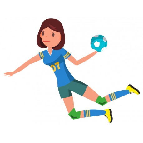 sticker muraux handball joueuse saut