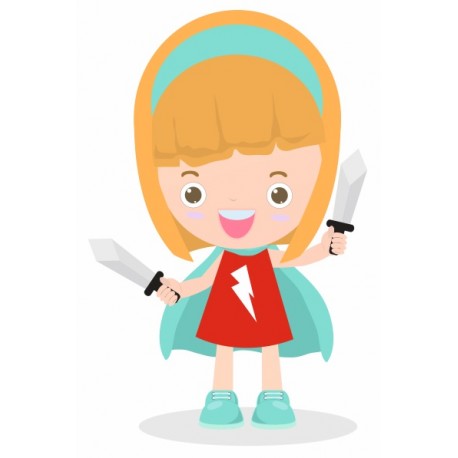 autocollant mural superhéroine épée