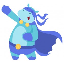 sticker superhero hippopotame