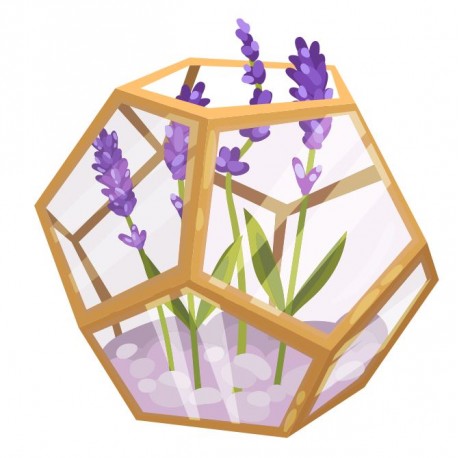 autocollants mural lavande pot polygone