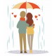 sticker mural amoureux sous pluie