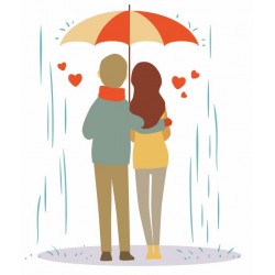 sticker mural amoureux sous pluie