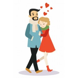 sticker mural couple coeurs
