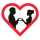 stickers mural mariage coeur rouge silhouette