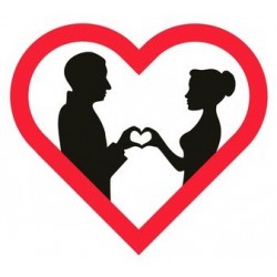 stickers mural mariage coeur rouge silhouette