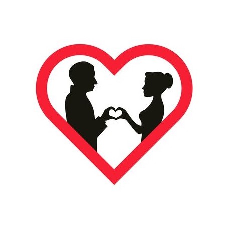 stickers mural mariage coeur rouge silhouette
