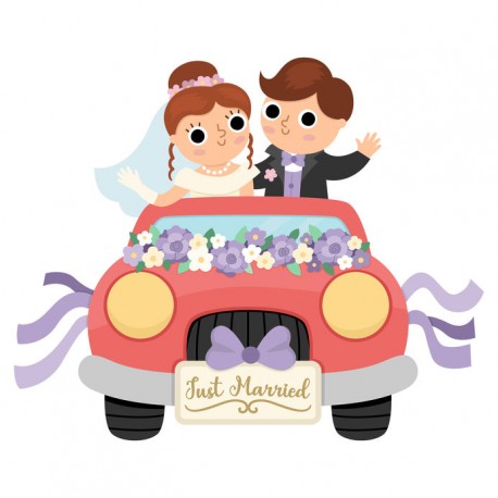 stickers mural mariage voiture