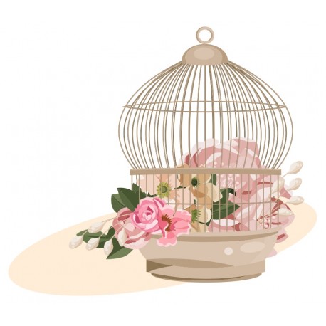 stickers muraux fleur en cage