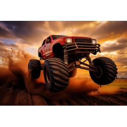 autocollant mural monster truck rouge