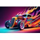 autocollant mural voiture flamme colore