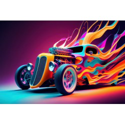 autocollant mural voiture flamme colore