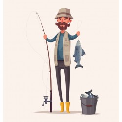 autocollant mural pecheur design