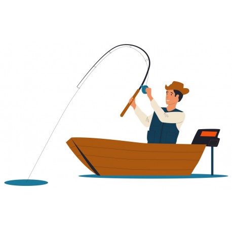 autocollants mural pecheur bateau moteur