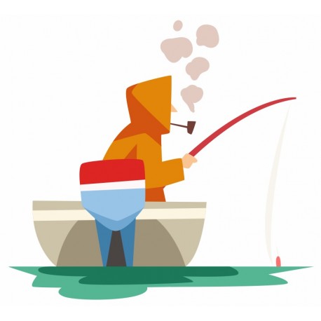 autocollants muraux pecheur barque