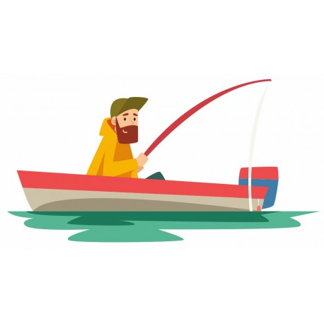 autocollants muraux pecheur bateau a moteur