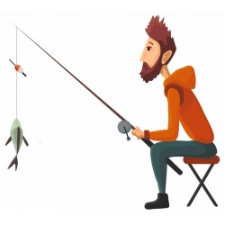 sticker mural pecheur decoratif