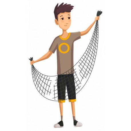 sticker mural pecheur filet