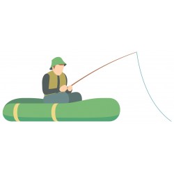 sticker muraux pecheur bateau gonflable