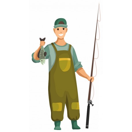 sticker muraux pecheur salopettes