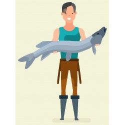 stickers mural pecheur avec prise