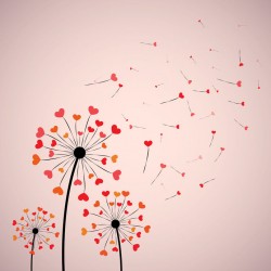 stickers autocollants mural pissenlit coeur