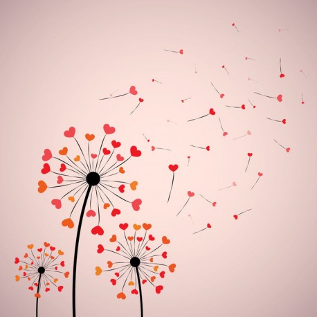 stickers autocollants mural pissenlit coeur