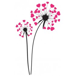 stickers mural pissenlit coeurs rose