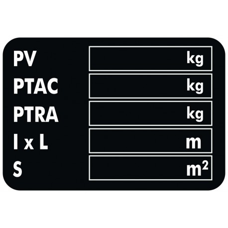 Autocollant plaque de TARE utilitaires