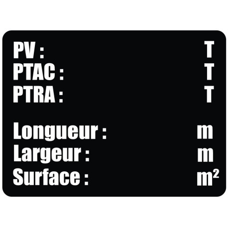 Autocollant Plaque de TARE camion