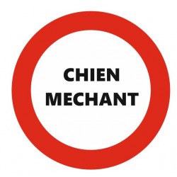 Autocollant rond attention au chien