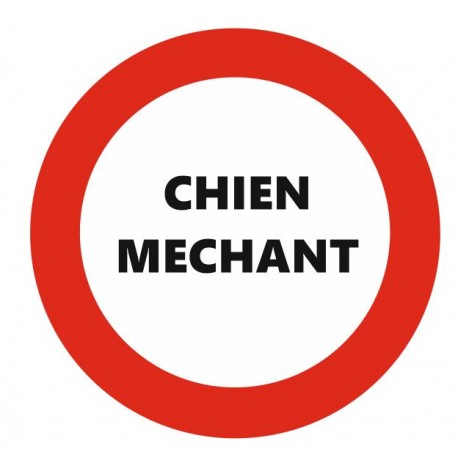 Autocollant rond attention au chien