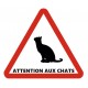 Autocollant attention chat Ralentir
