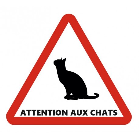 Autocollant attention chat Ralentir
