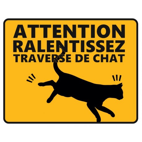 Autocollant attention au chat