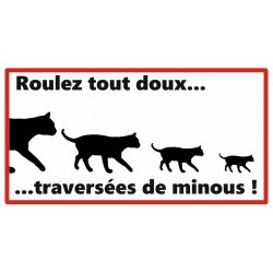 Autocollant attention traversez de chats