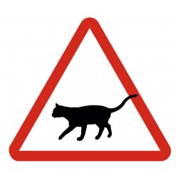 Panneau attention aux chats qui va et qui vient