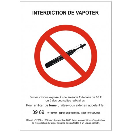 Sticker Interdiction de vapoter