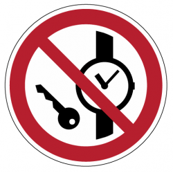 Panneau P008 interdiction objets métalliques montres zone IRM sécurité
