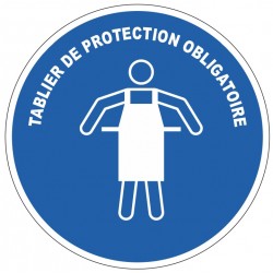 Autocollant rond M026 tablier protection ISO 7010 texte