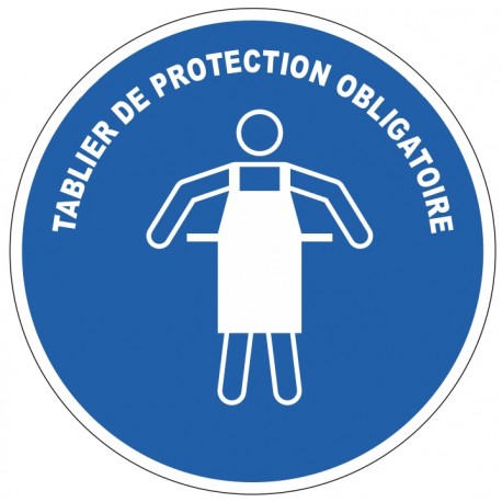 Autocollant rond M026 tablier protection ISO 7010 texte