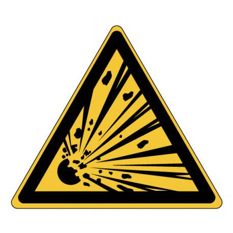 Panneau W002 danger substances explosives stockage sécurisé ISO 7010