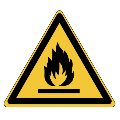 Panneau W021 danger produits inflammables stockage chimique ISO 7010