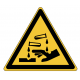 Panneau W023 danger produits corrosifs laboratoire chimique ISO 7010