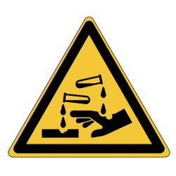Panneau W023 danger produits corrosifs laboratoire chimique ISO 7010