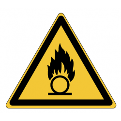 Panneau W028 danger substances comburantes stockage chimique ISO 7010