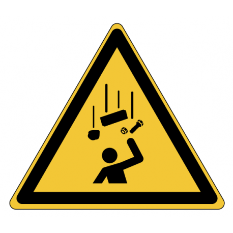 Panneau W035 danger chute objets chantier manutention ISO 7010