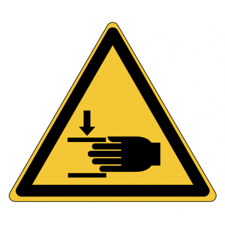 Panneau W024 danger écrasement mains machine industrielle ISO 7010