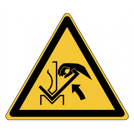 Panneau W030 danger écrasement main presse plieuse ISO 7010