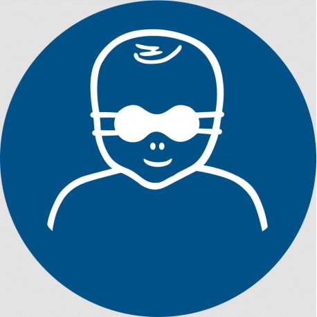 Panneau ISO 7010 M025 Protection opaque des yeux obligatoire pour enfants en bas âge