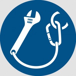 Panneau ISO 7010 M069 Obligation d’attacher les outils